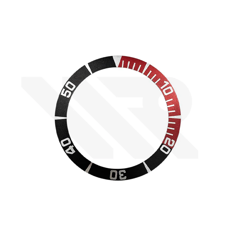 Aluminium Sloped Bezel Insert for Seiko 5 Sea Urchin SNZF17K1 - Black-Red