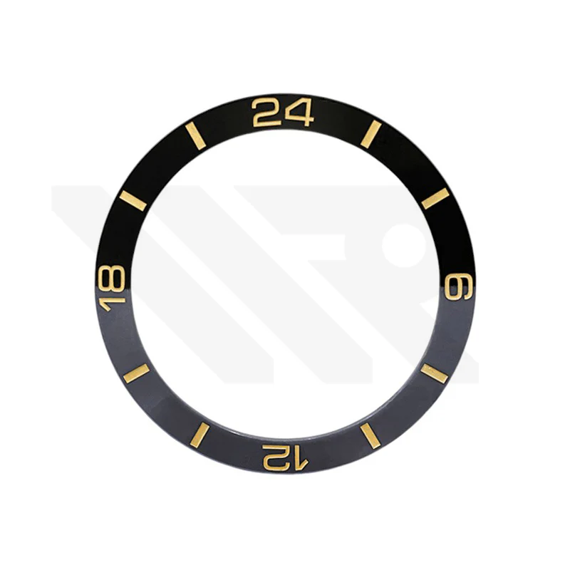 Bi-Color Ceramic Sloped Bezel Inserts for SKX/SRPD - Gray Black / Gold