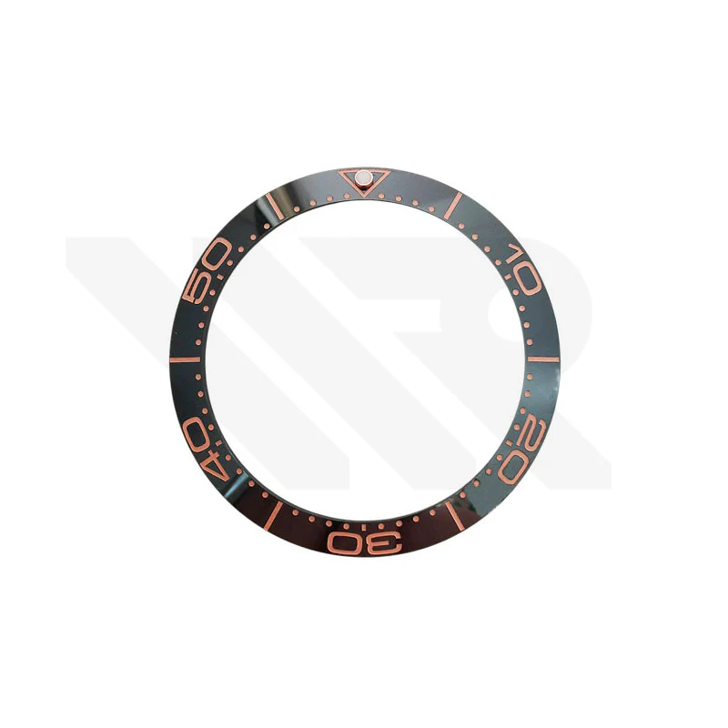 Black Ceramic Sloped 40.5mm Bezel Insert Compatible with Omega Seamaster: Black-Rose Gold