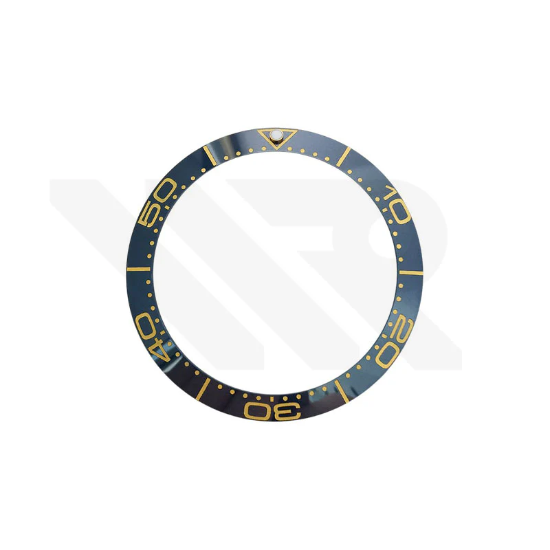 Blue Ceramic Sloped 38mm Bezel Insert Compatible with Omega Seamaster: Blue-Gold