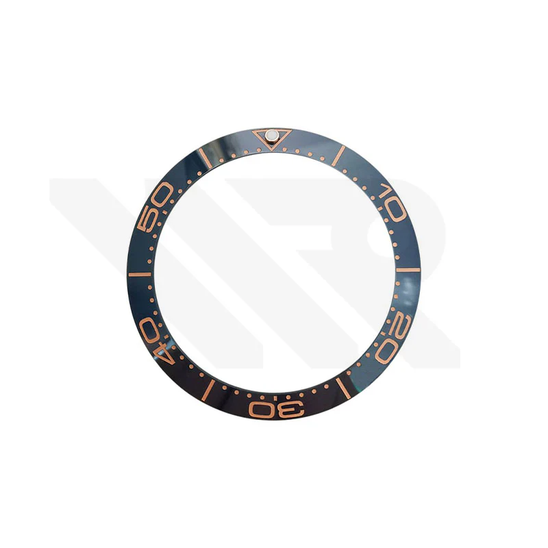 Blue Ceramic Sloped Bezel Insert Compatible with Omega Seamaster SM300: Blue-Rose Gold