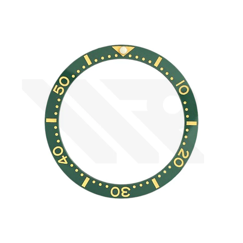 Ceramic Flat Bezel Inserts for SKX013 / SKX015 - Green/Gold