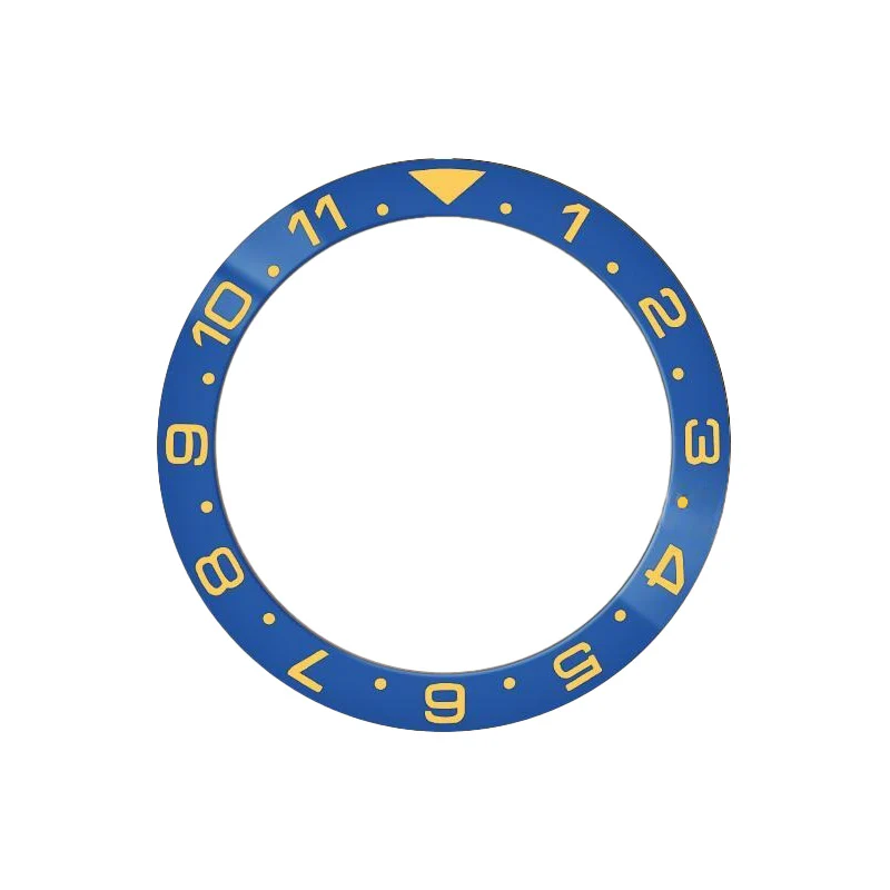 Dual Time Ceramic Sloped Bezel Insert for SKX/SRPD - Blue (Gold Numbers)