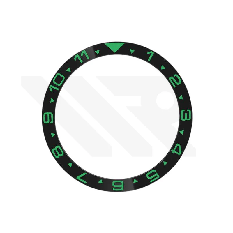 Dual Time GMT Style Ceramic Flat Bezel Insert for SKX / SRPD - Black-Green