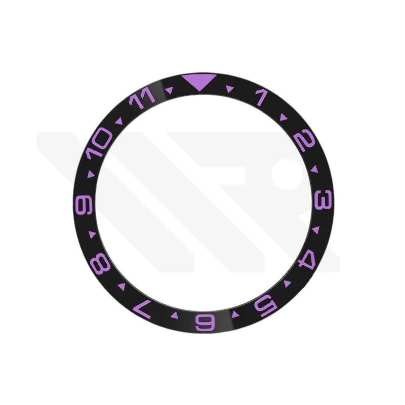 Dual Time GMT Style Ceramic Flat Bezel Insert for SKX / SRPD - Black-Purple