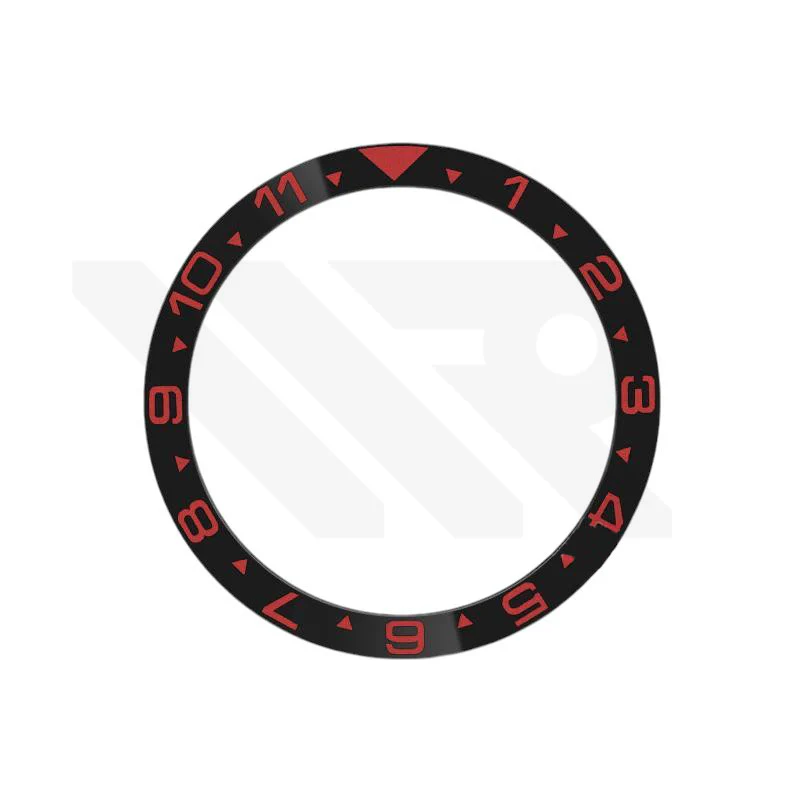 Dual Time GMT Style Ceramic Flat Bezel Insert for SKX / SRPD - Black-Red