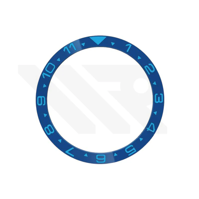Dual Time GMT Style Ceramic Flat Bezel Insert for SKX / SRPD - Blue-Blue