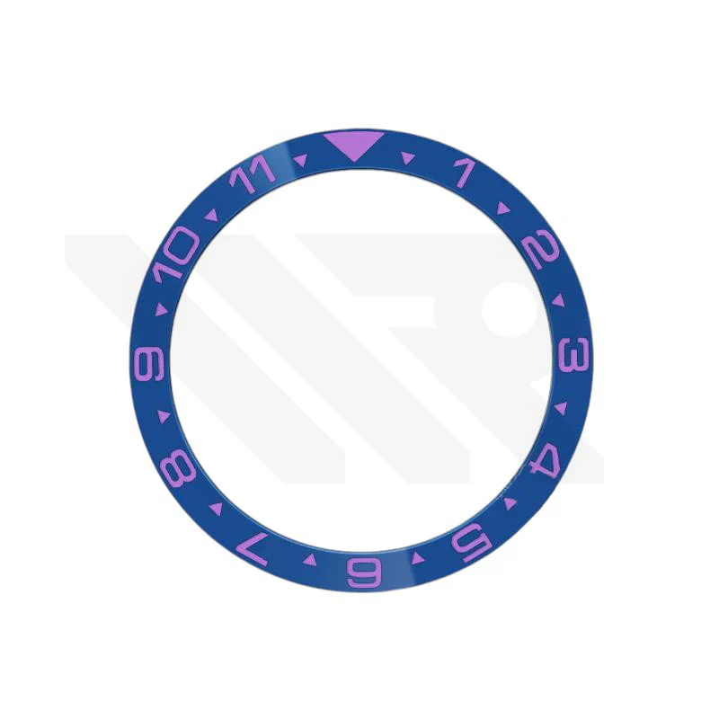 Dual Time GMT Style Ceramic Flat Bezel Insert for SKX / SRPD - Blue-Purple