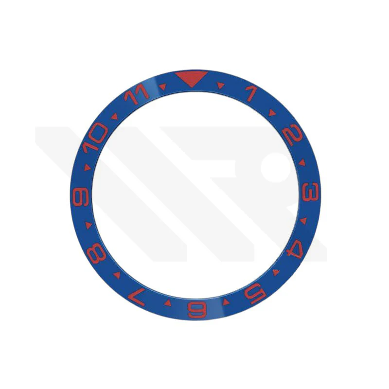 Dual Time GMT Style Ceramic Flat Bezel Insert for SKX / SRPD - Blue-Red