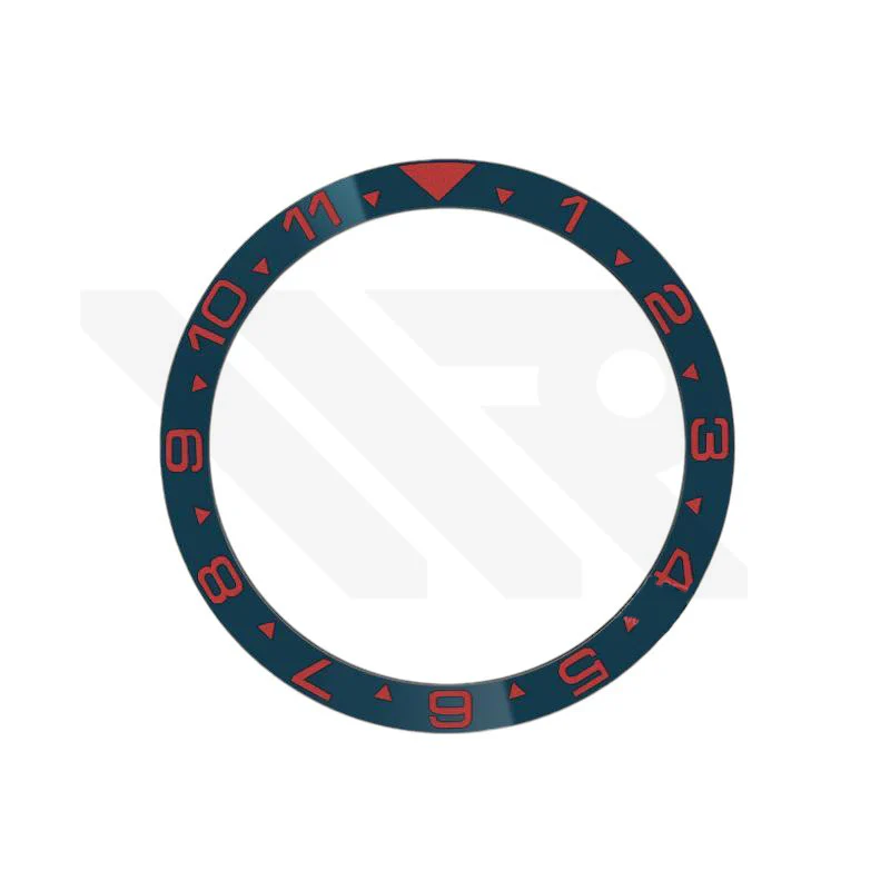 Dual Time GMT Style Ceramic Flat Bezel Insert for SKX / SRPD - Navy-Red