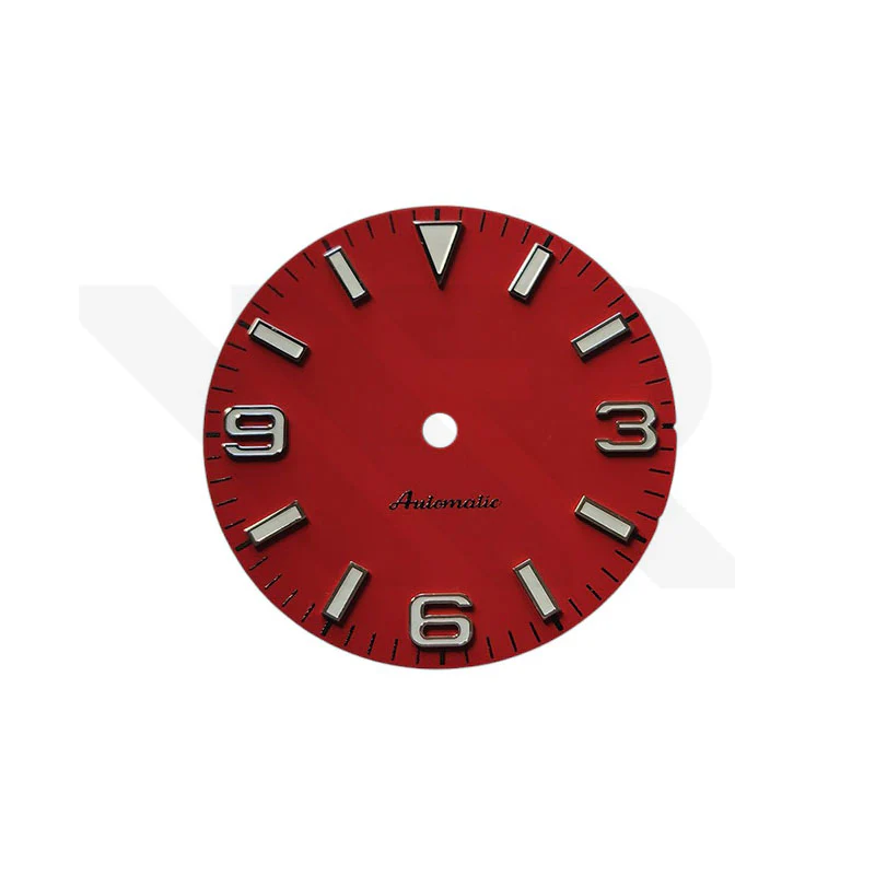 Explorer Dial for Seiko Mod: Matte Red with Silver 369 Indices