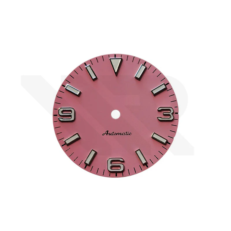 Explorer Dial for Seiko Mod - Matte Blossom Pink with Silver 369 Indices