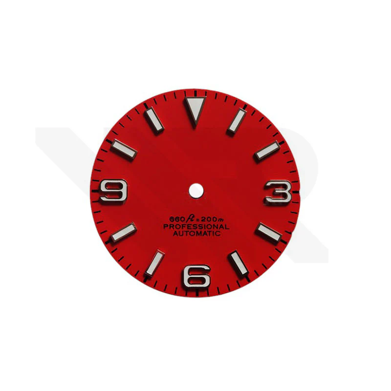 Field Watch Dial for Seiko Mod: Matte Red with Silver 369 Indices