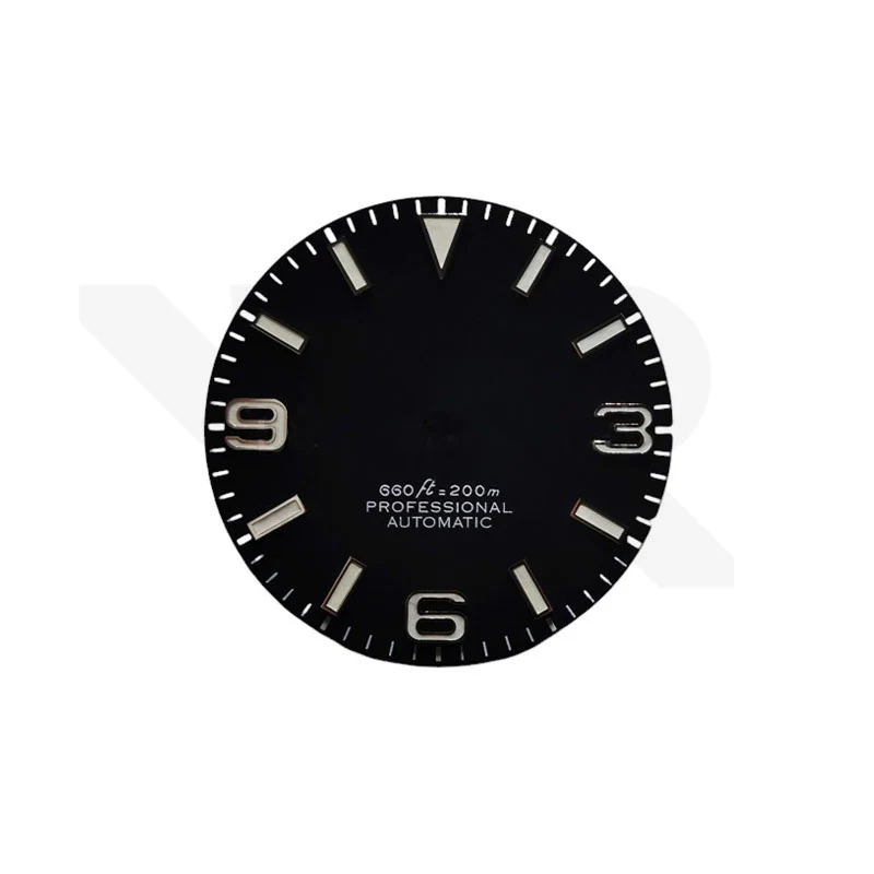 Field Watch Dial for Seiko Mod: Matte Black with Silver 369 Indices