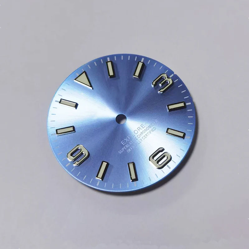 Field Watch Dial for Seiko Mod: Sunburst Sky Blue with Silver 369 Indices