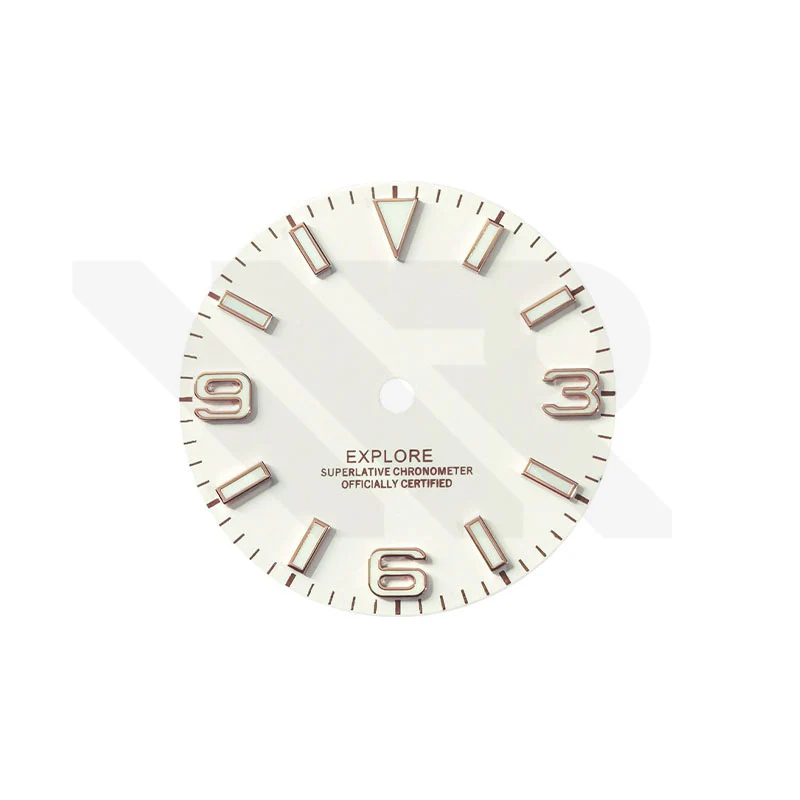 Field Watch Dial for Seiko Mod: Champion White with Rose Gold 369 Indices