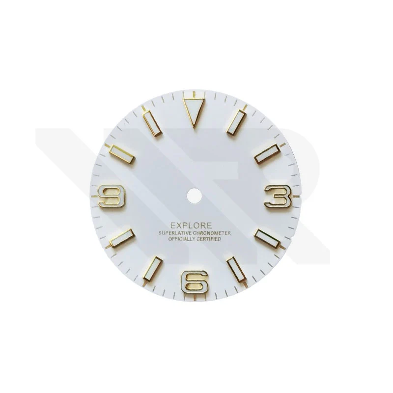 Field Watch Dial for Seiko Mod: Matte White with Gold 369 Indices