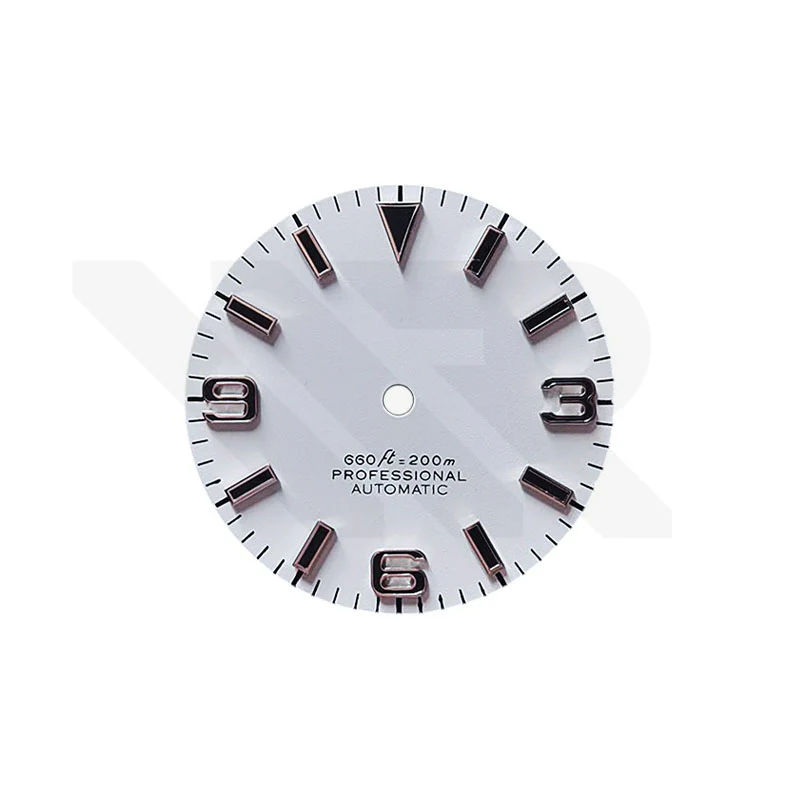 Field Watch Dial for Seiko Mod: Matte White with Silver 369 Black Luminous Indices
