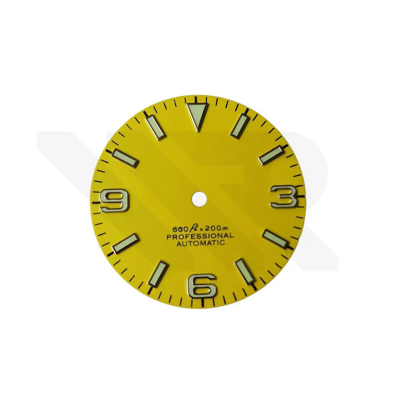 Field Watch Dial for Seiko Mod: Matte Yellow with Silver Indices