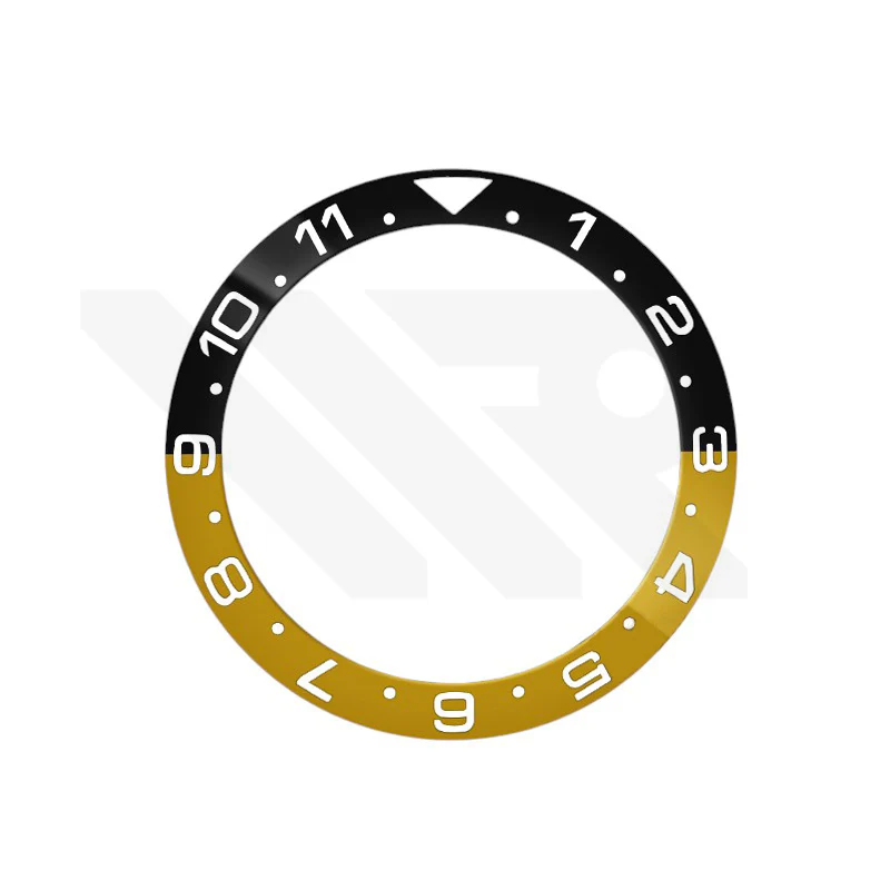 GMT-12 Ceramic Sloped Bezel Insert for SKX/SRPD - Yellow-Black/White