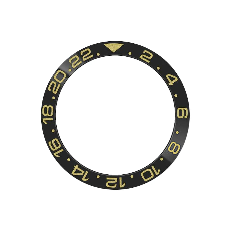 GMT-24 Ceramic Sloped Bezel Insert for SKX/SRPD - Black (Gold Numbers)
