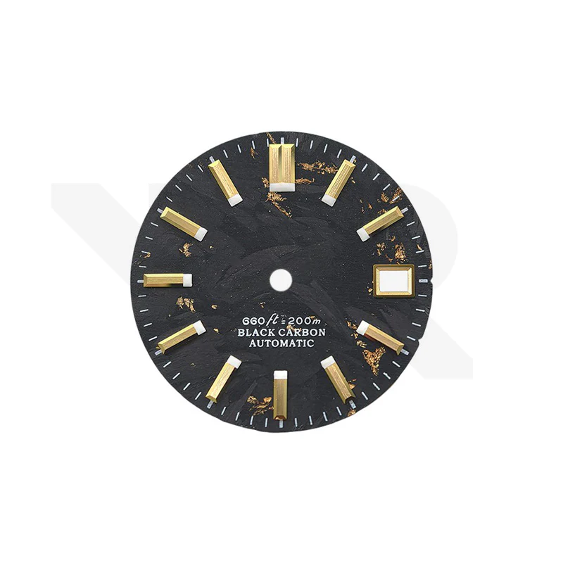 Gold Foil Carbon Fiber Dial for Seiko Mod - GS Style Gold Indices