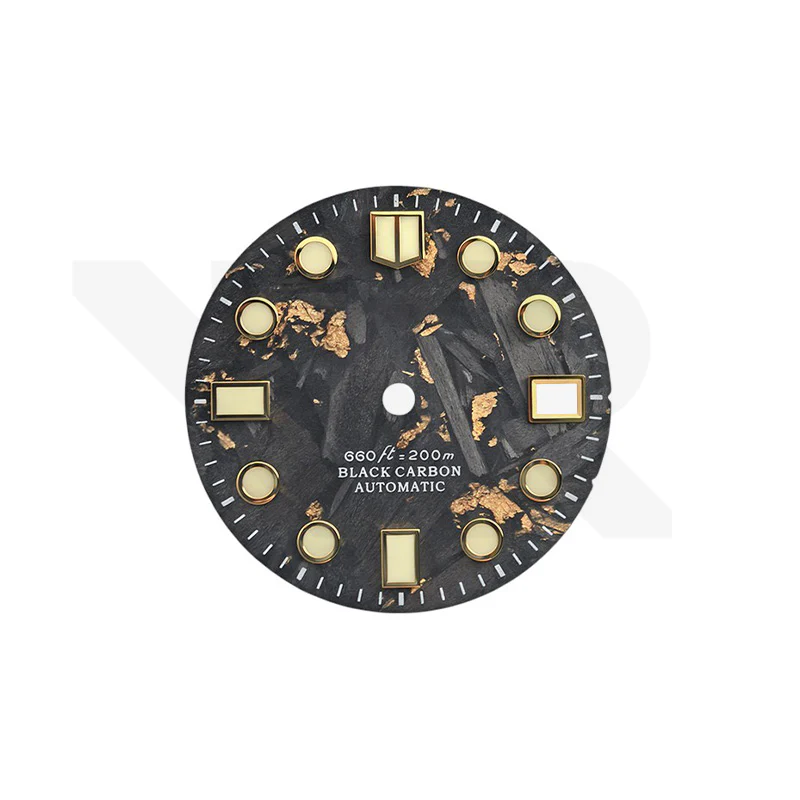 Gold Foil Carbon Fiber Dial for Seiko Mod - Marine Master Style Gold Indices