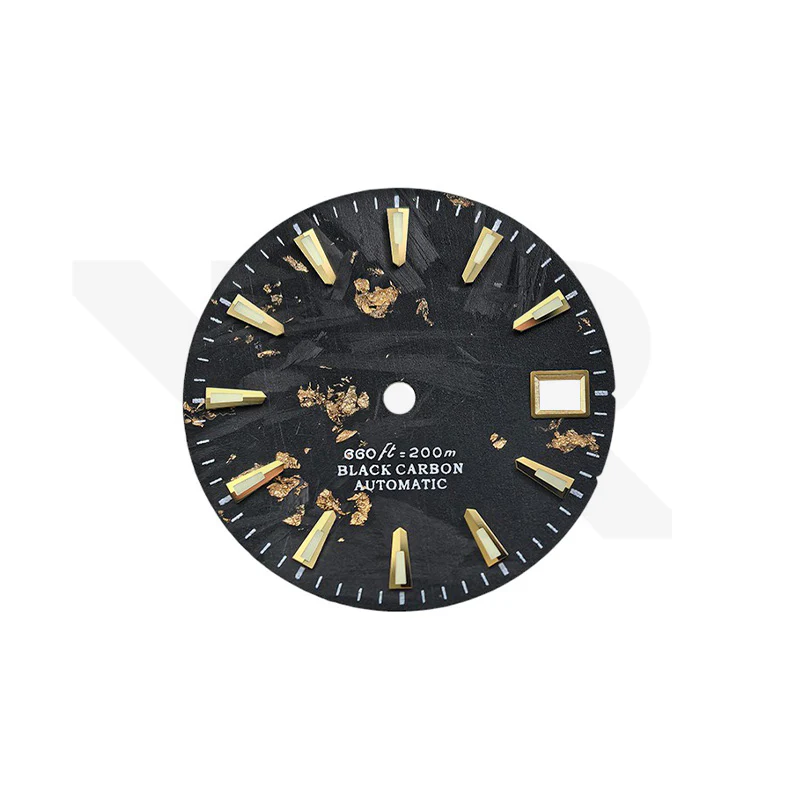 Gold Foil Carbon Fiber Dial for Seiko Mod - Seiko Style Gold Indices