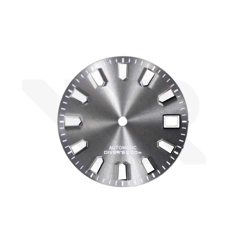 Gray Sunburst Dial for Seiko Mod: Silver Trapezoid Indices