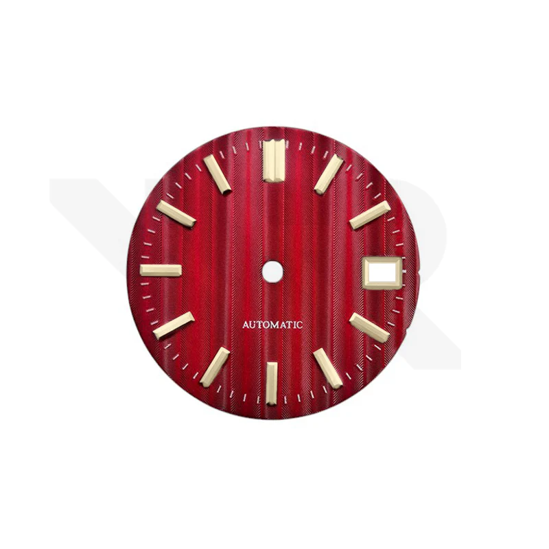 Cotes de Geneve Style Dial for Seiko Mod - Red GS Style Gold Indices