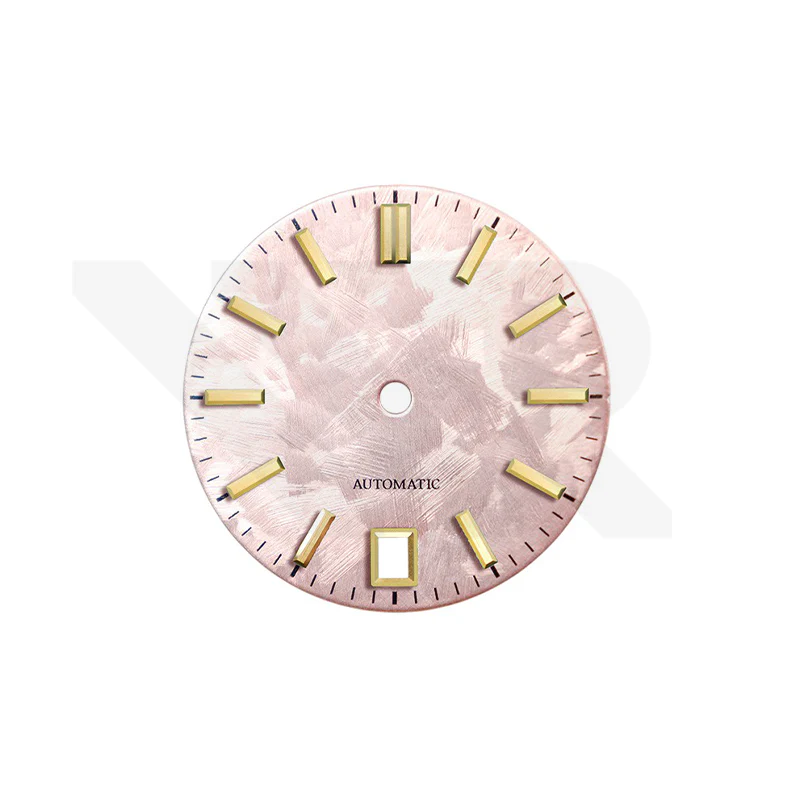 GS Shunbun Style Blossom Pink Dial for Seiko Mod: Gold GS Style Indices with 6h Date Window