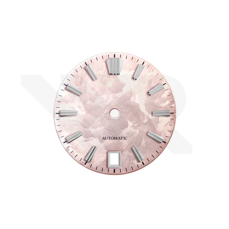GS Shunbun Style Blossom Pink Dial for Seiko Mod: Silver GS Style Indices with 6h Date Window
