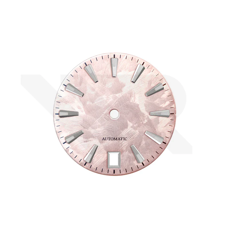 GS Shunbun Style Blossom Pink Dial for Seiko Mod: Silver GS Style Indices with 6h Date Window