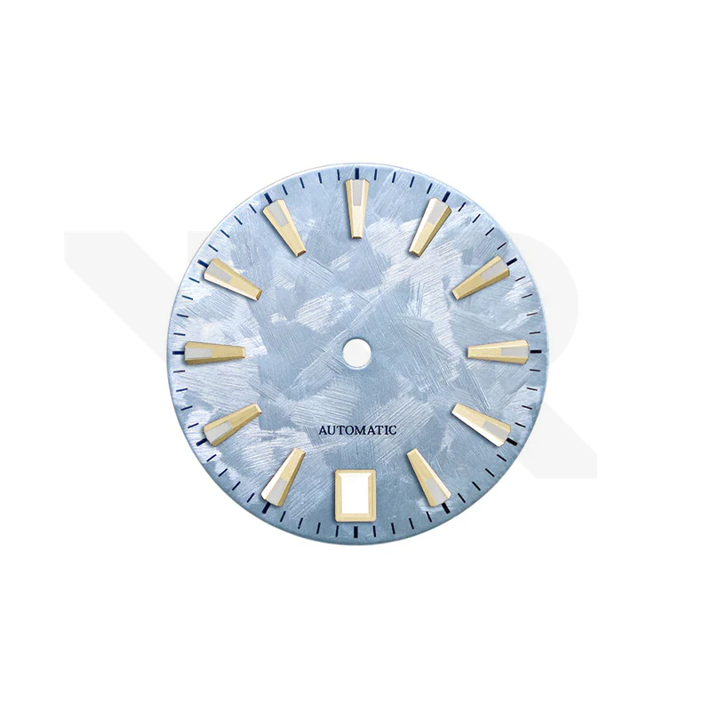 GS Shunbun Style Icy Blue Dial for Seiko Mod: Gold GS Style Indices with 6h Date Window