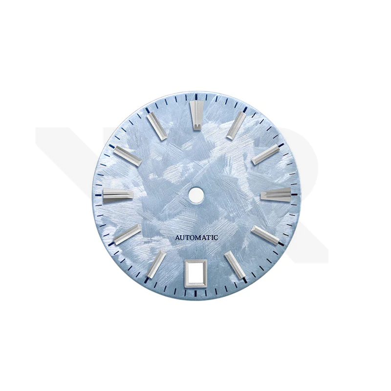 GS Shunbun Style Icy Blue Dial for Seiko Mod: Silver GS Style Indices with 6h Date Window