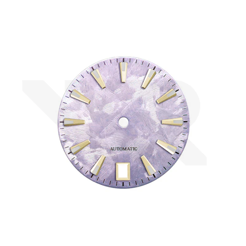 GS Shunbun Style Lavender Rose Dial for Seiko Mod: Gold GS Style Indices with 6h Date Window