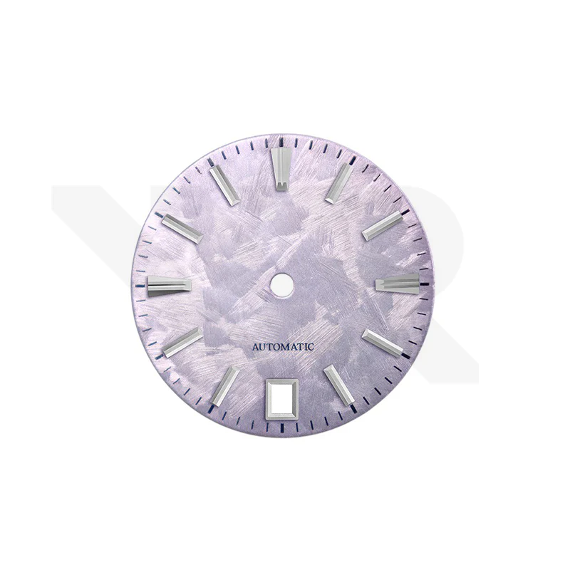 GS Shunbun Style Lavender Rose Dial for Seiko Mod: Silver GS Style Indices with 6h Date Window