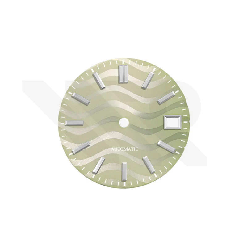 Light Olive Gold Wavy Sunburst Dial for Seiko Mod: GS Style Silver Indices