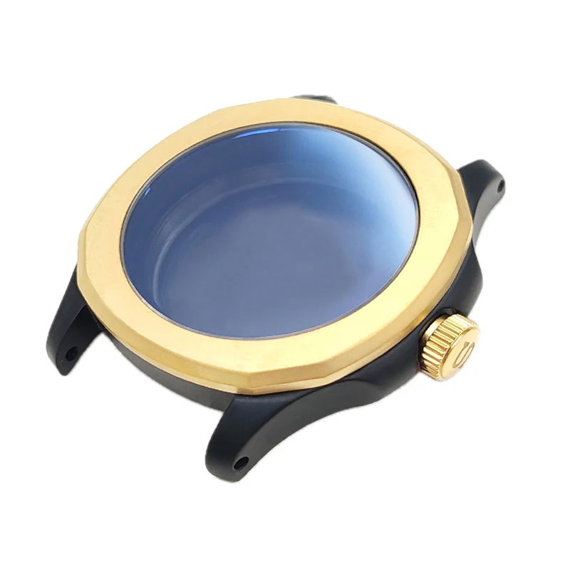 Nautilus Sandblasted Case Set for Seiko Mod: Two-Tone Black Gold - Image 4