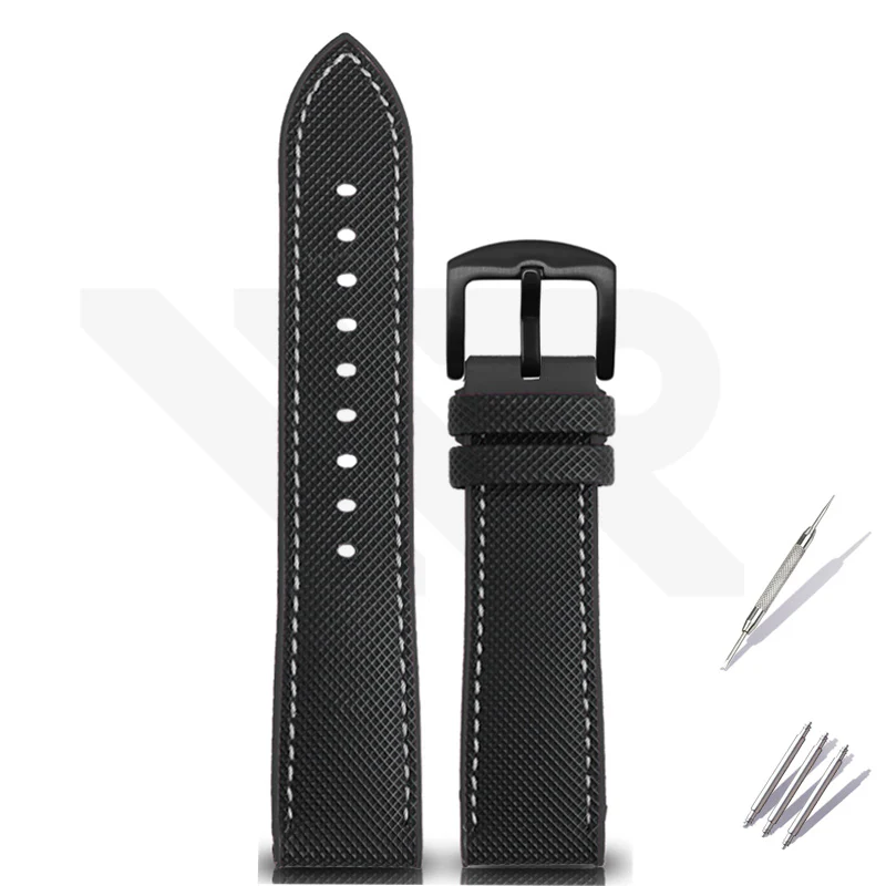 Nylon Silicone Diver Strap for Seiko 5 Street Fighter Prospex Series - Black White - Image 2