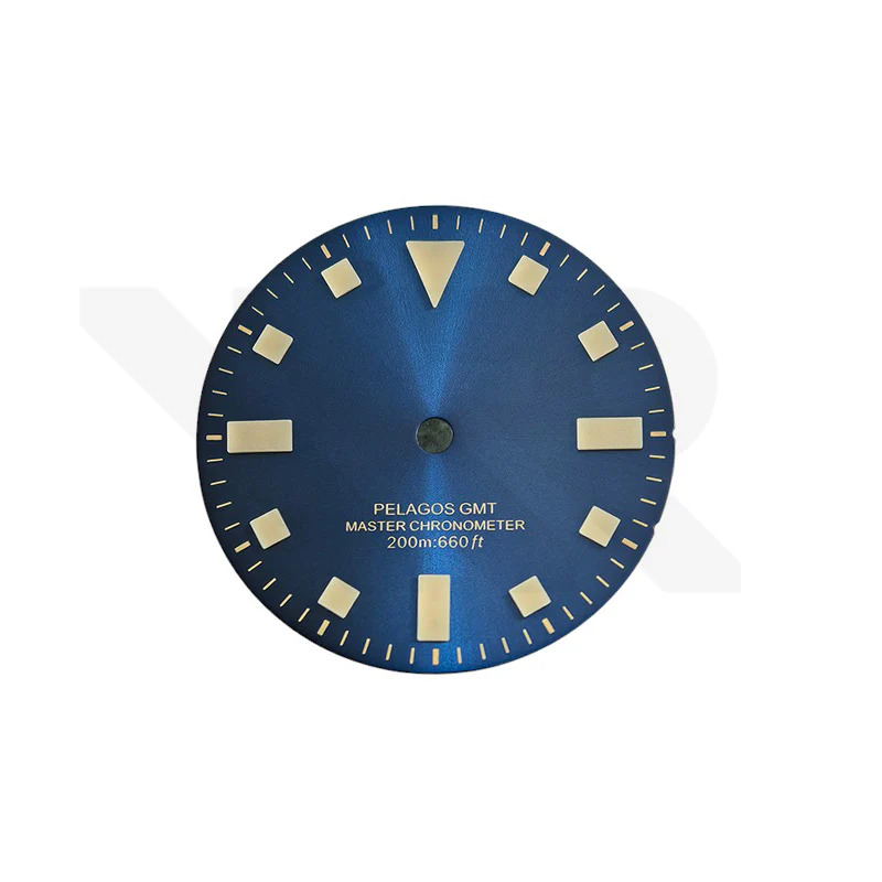 Pelagos No-Date GMT Thick Lume Indices Dial for Seiko NH34 Mod: Sunburst Blue