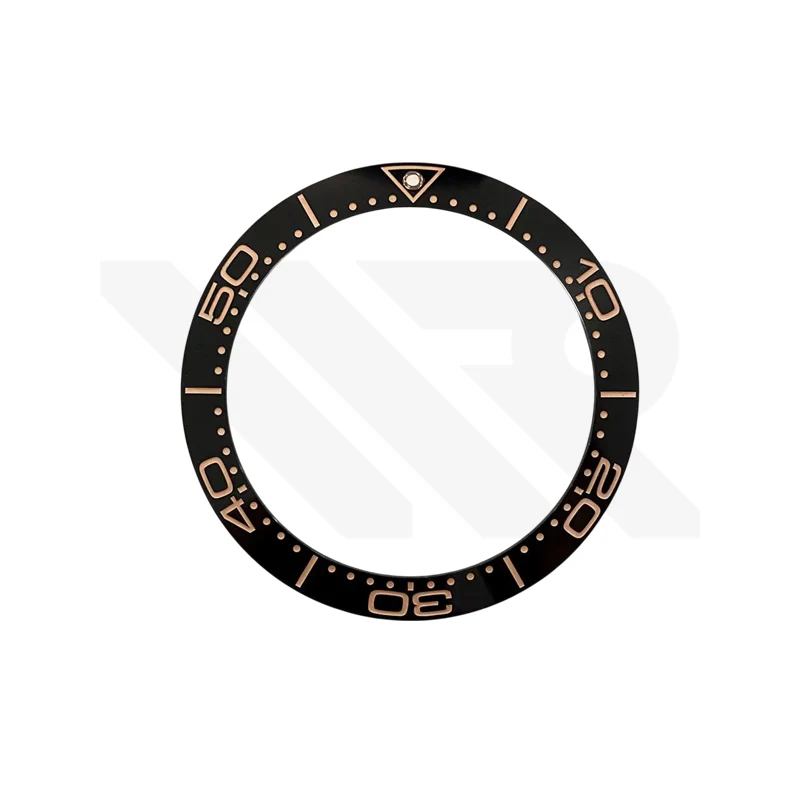 Replacement Ceramic Bezel Insert Compatible with Omega SM300 42mm : Black/Rose Gold
