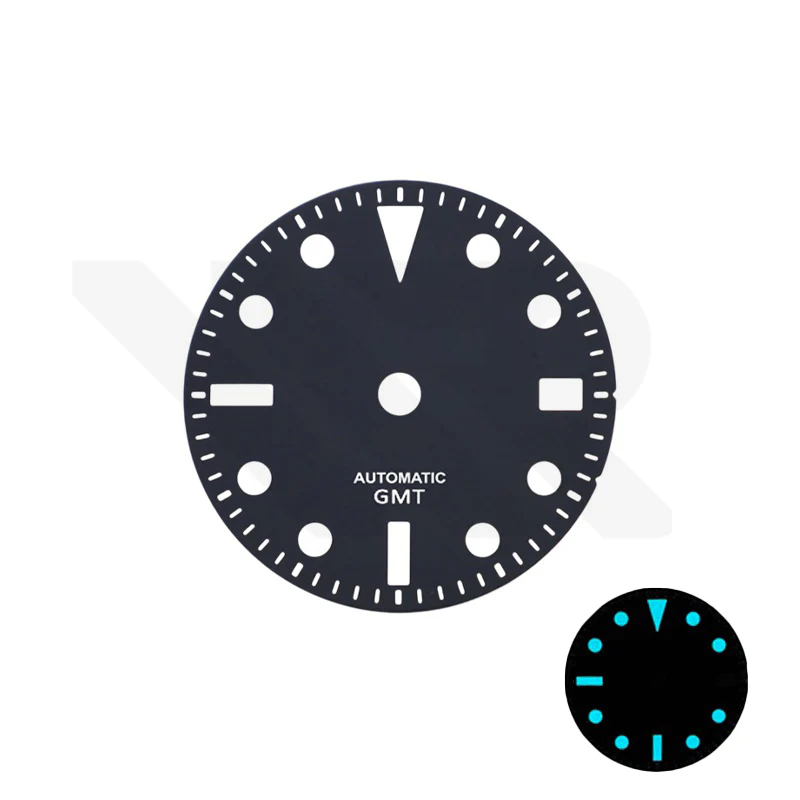 Retro GMT Dial for Seiko NH34 Mod: Matte Black with Date