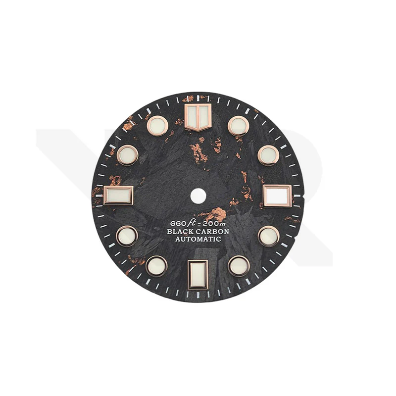 Rose Gold Foil Carbon Fiber Dial for Seiko Mod - Marine Master Style Rose Gold Indices