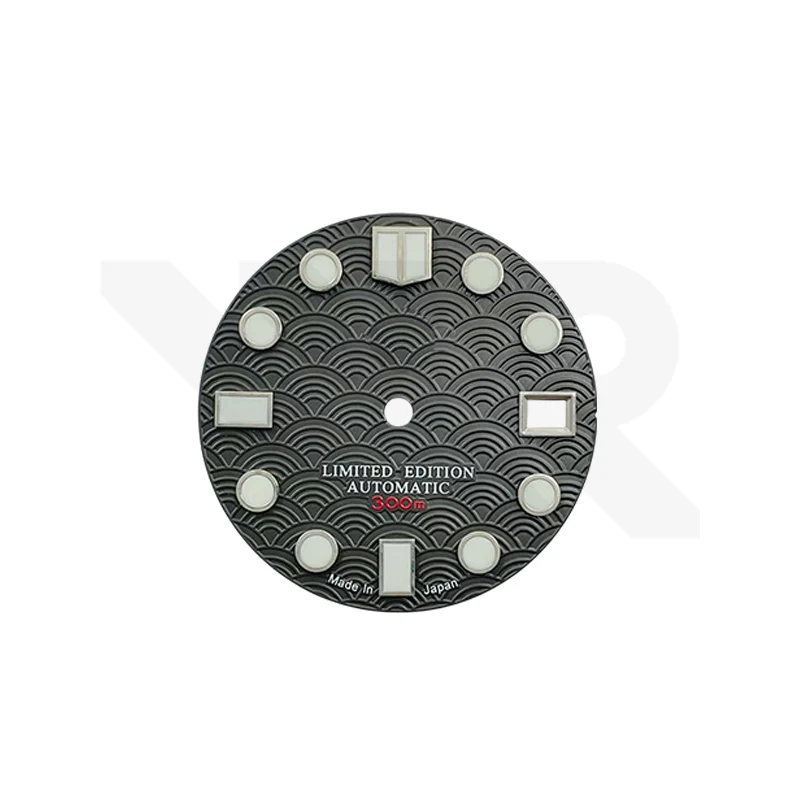 Seigaiha Wave Dial for Seiko Mod - Black/Red