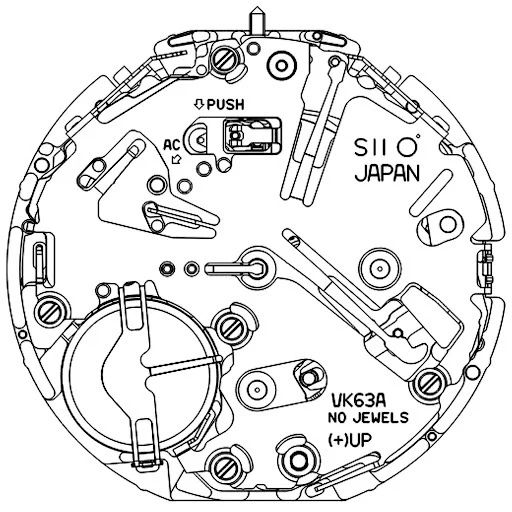Seiko (SII) VK63 Mechaquartz Watch Movement - Black 6O'clock - Image 2