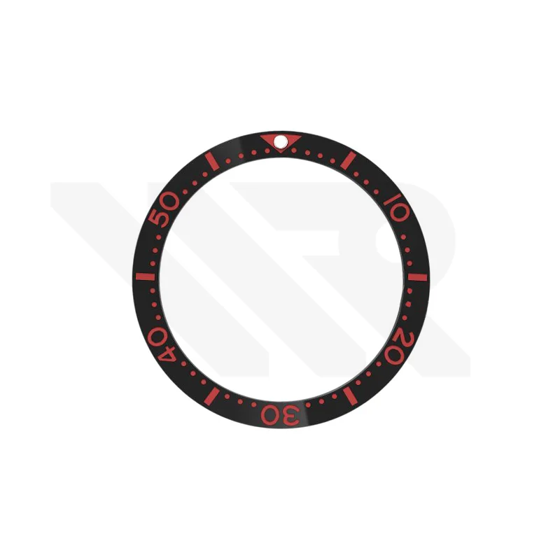 Seiko Style Diver Ceramic Flat Bezel Insert for SKX / SRPD - Black-Red