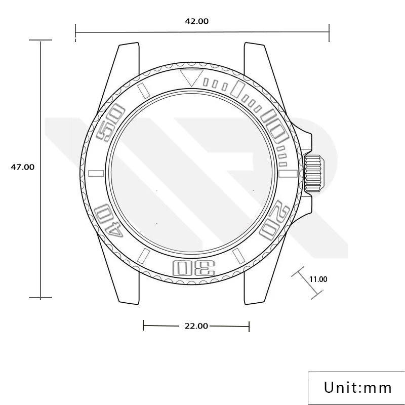SKX Sandblasted Case Set for Seiko Mod: Blue (3 o'clock) - Image 2