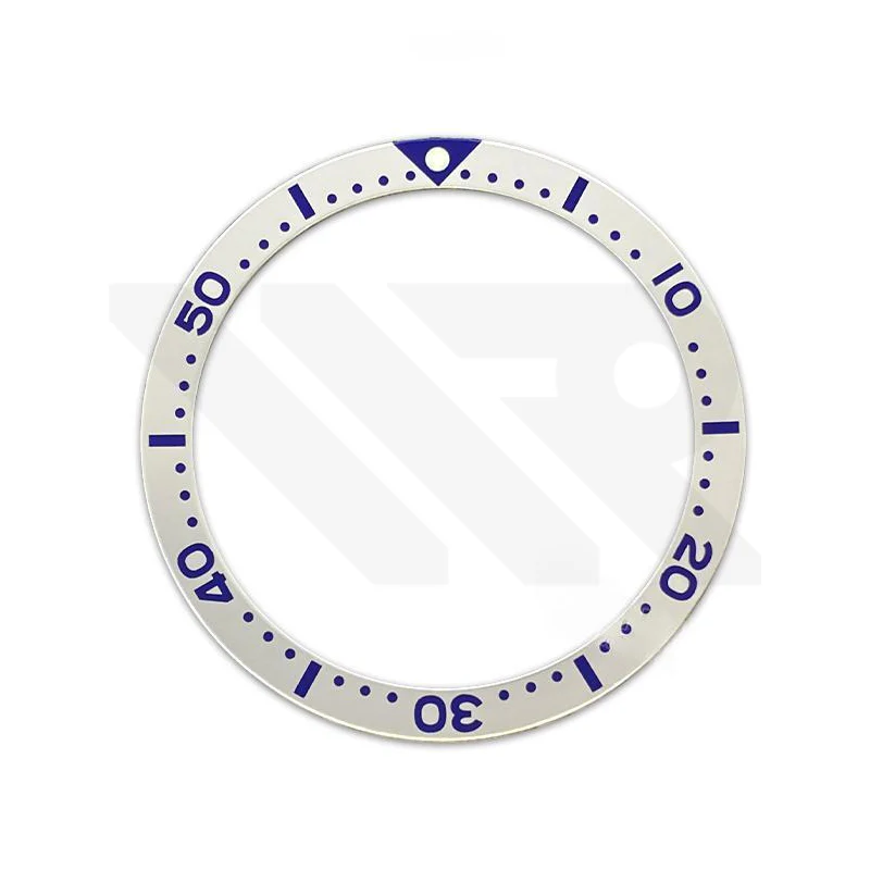 SKX007 Aluminium Flat Bezel Insert for SKX/SRPD - Silver (Blue Numbers)