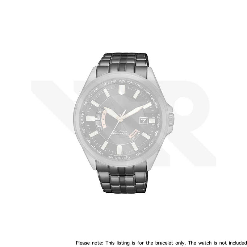 Replacement Stainless Steel Bracelet Compatible with Citizen Eco-Drive Radio Controlled World Timer CB0185